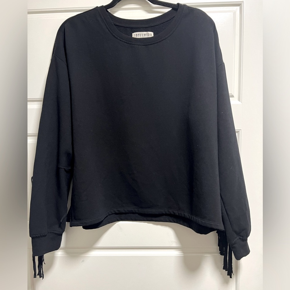 IDYLLWIND By Miranda Lambert Black Cropped Fringe Sweater Large - Picture 4 of 10